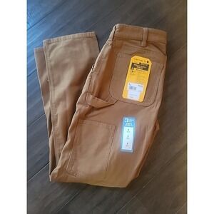 NWT Carhartt Women's Sz 6 Short Rugged Flex Relaxed Fit Canvas Work Pants Brown